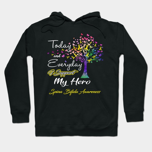 Today and Everyday I Support My Hero Spina Bifida Awareness Support Spina Bifida Warrior Gifts Hoodie by ThePassion99